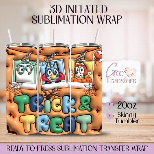 Blue Trick & Treat Cartoon - 20oz 3D Inflated Sublimation Wrap