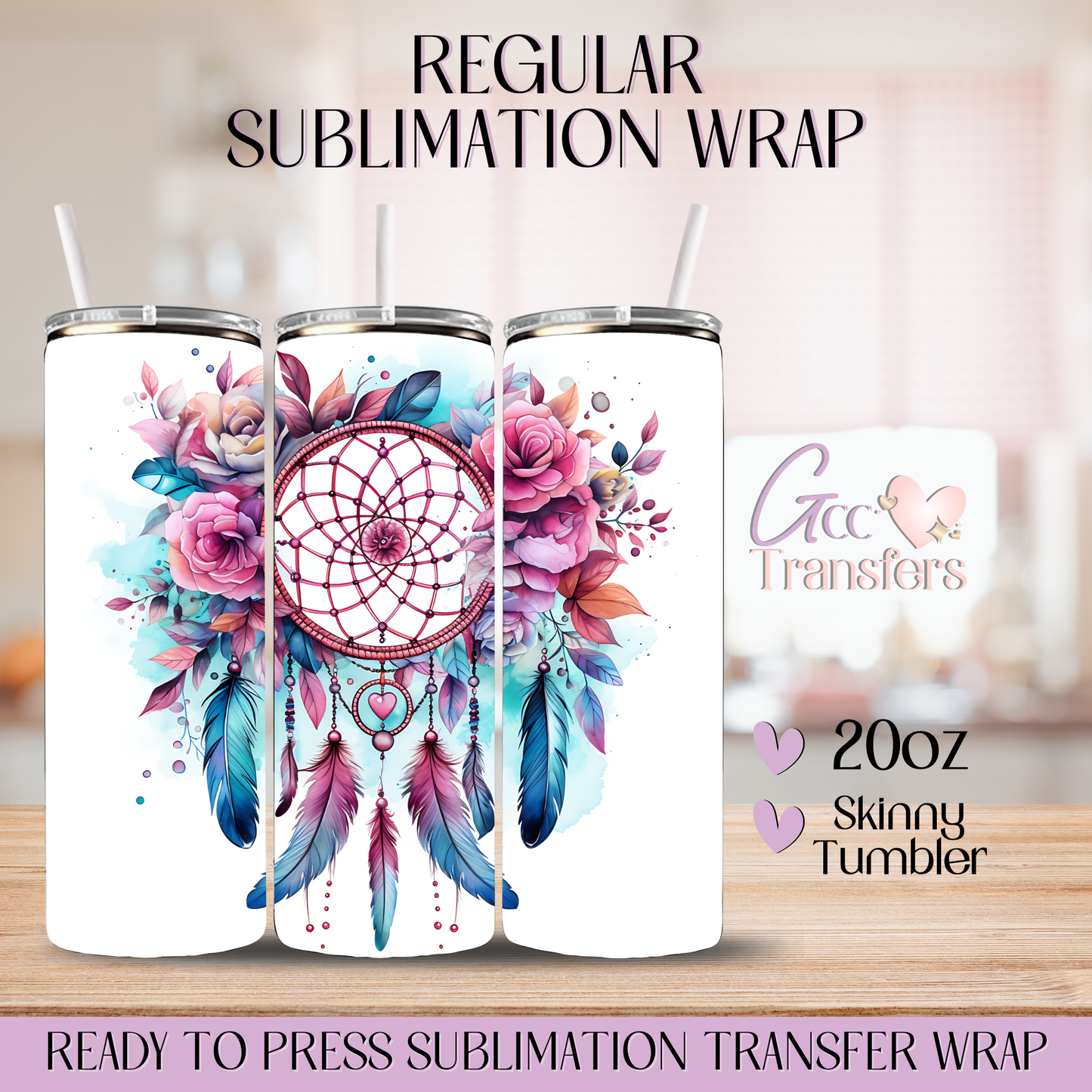 Boho Feathers Dream Catcher - 20oz Regular Sublimation Wrap