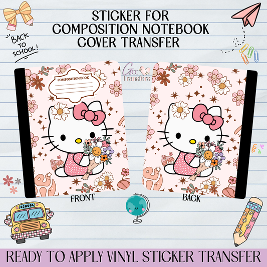 Boho Cat Flowers - Sticker for Notebook Cover