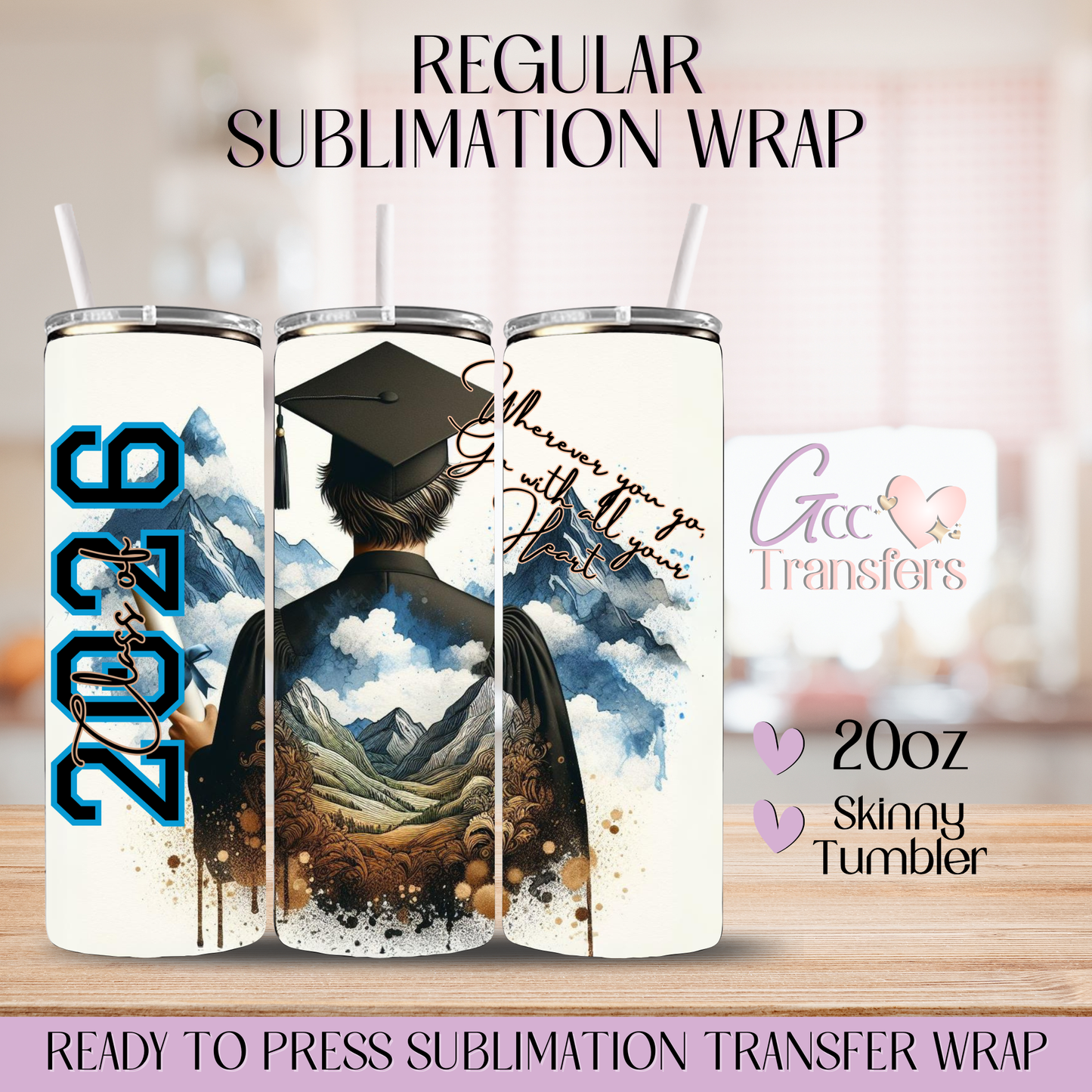 Boy Class of 2026 Blue - 20oz Regular Sublimation Wrap