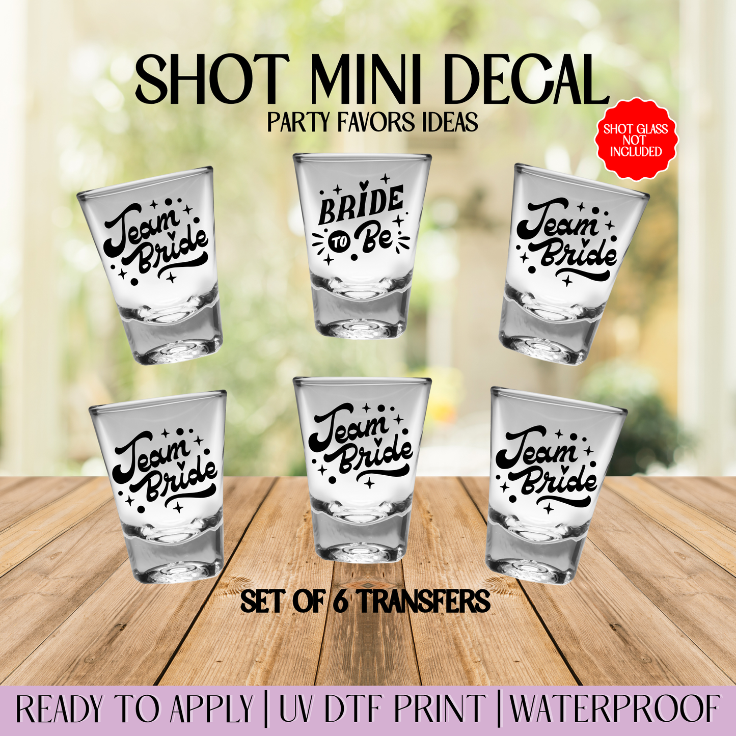 Bride to be & Team Bride - Set of 6 (Shot UV Decals)