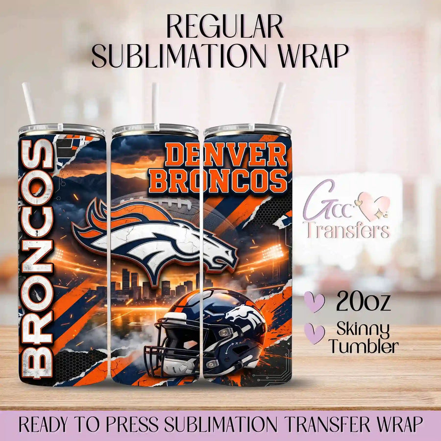 Denver Broncos Football Team - 20oz Regular Sublimation Wrap