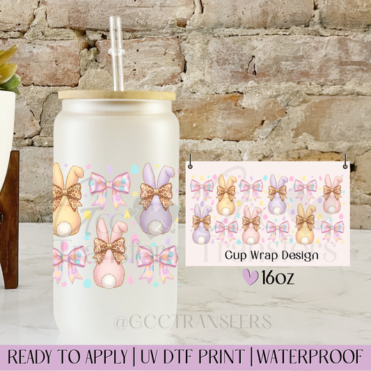 Easter Bunny Leopard Bow - 16oz UV DTF WRAP