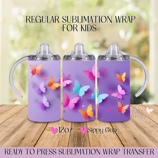 Butterflies Purple Background - 12oz Regular Sublimation Wrap