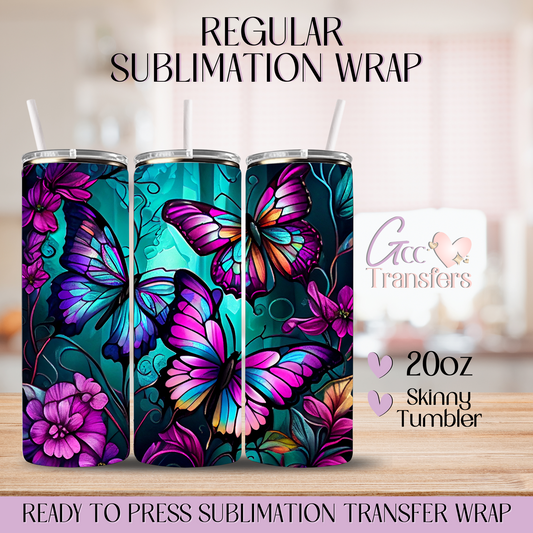 Butterfly Neon - 20oz Regular Sublimation Wrap