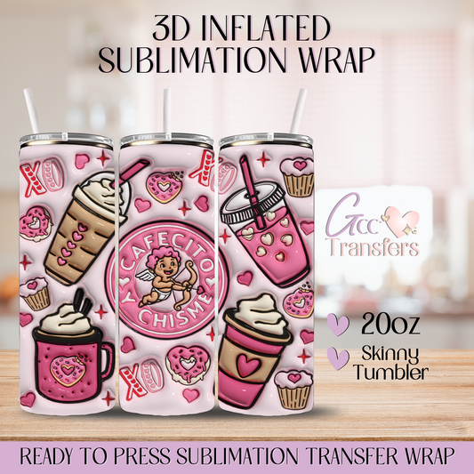 Cafecito y Chisme Valentine - 20oz 3D Inflated Sublimation Wrap