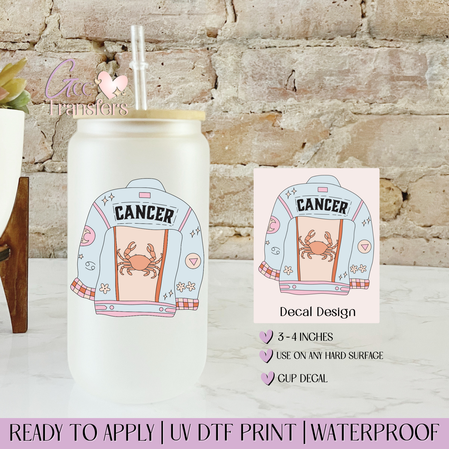 Cancer Retro Zodiac Sign - Decal UVDTF