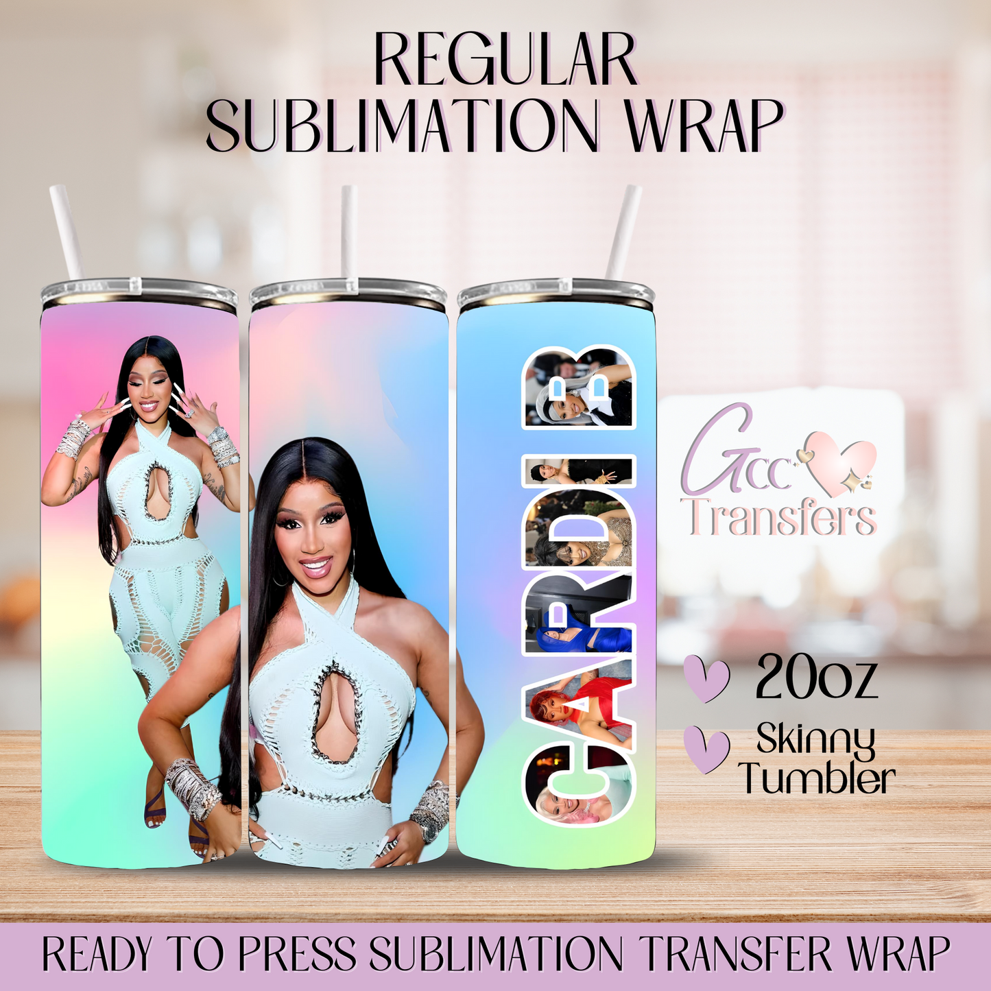 Cardi B American Rapper - 20oz Regular Sublimation Wrap