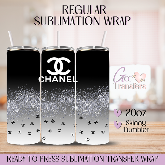 CC Fashion Designer Silver Glitter - 20oz Regular Sublimation Wrap