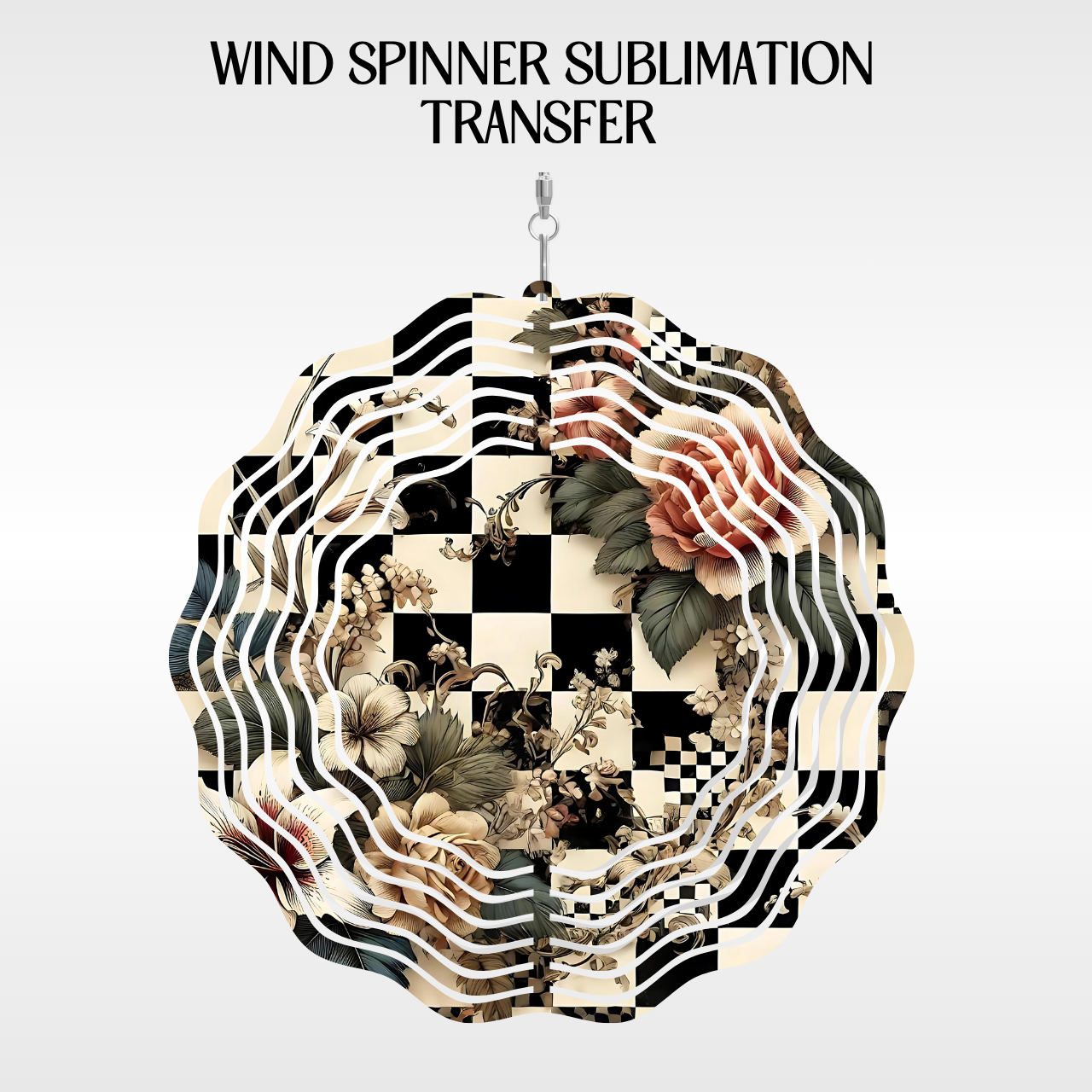 Floral Checkered Design - 10" Wind Spinner Set of 2 Sub. Transfer
