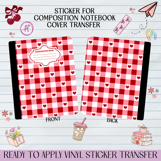 Checkered Valentine Hearts - Sticker for Notebook Cover