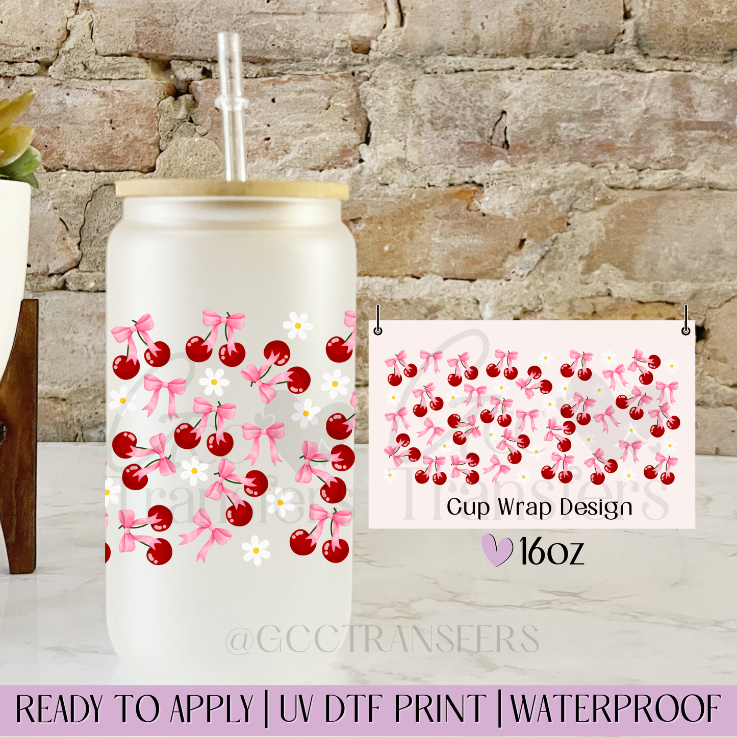 Coquette Cherries - 16oz UV DTF WRAP