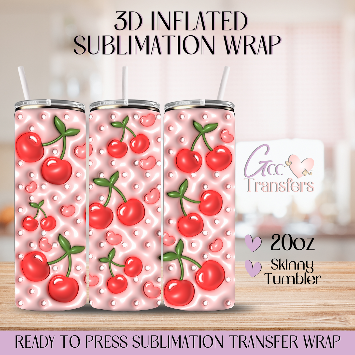 Cherries Fruit - 20oz 3D Inflated Sublimation Wrap