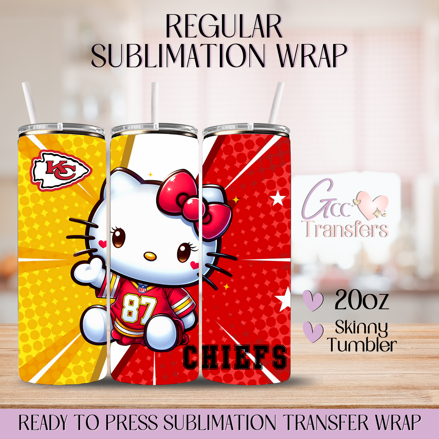 Chiefs Cat Football - 20oz Regular Sublimation Wrap
