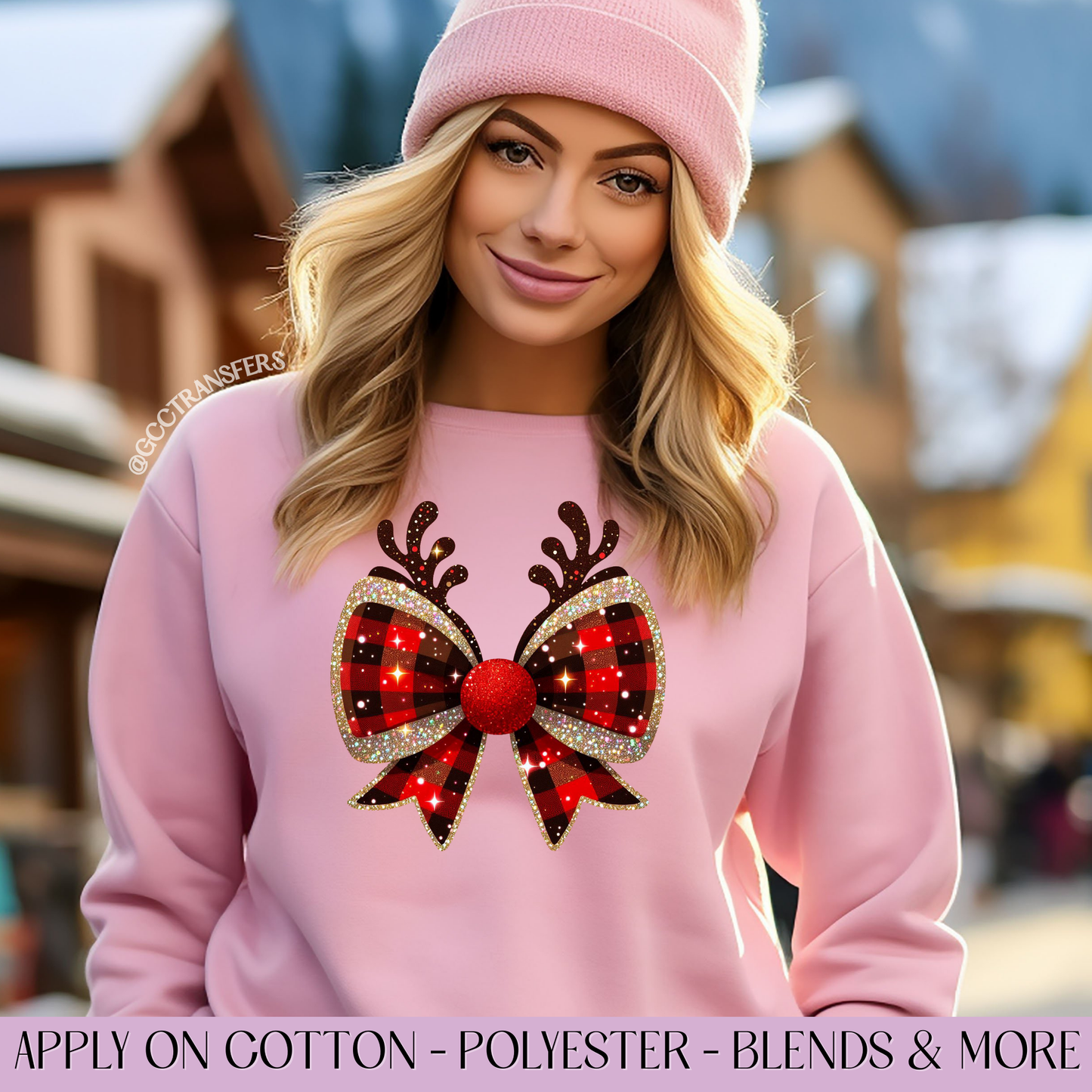 Christmas Coquette Bow Reindeer - Full Color DTF Transfer