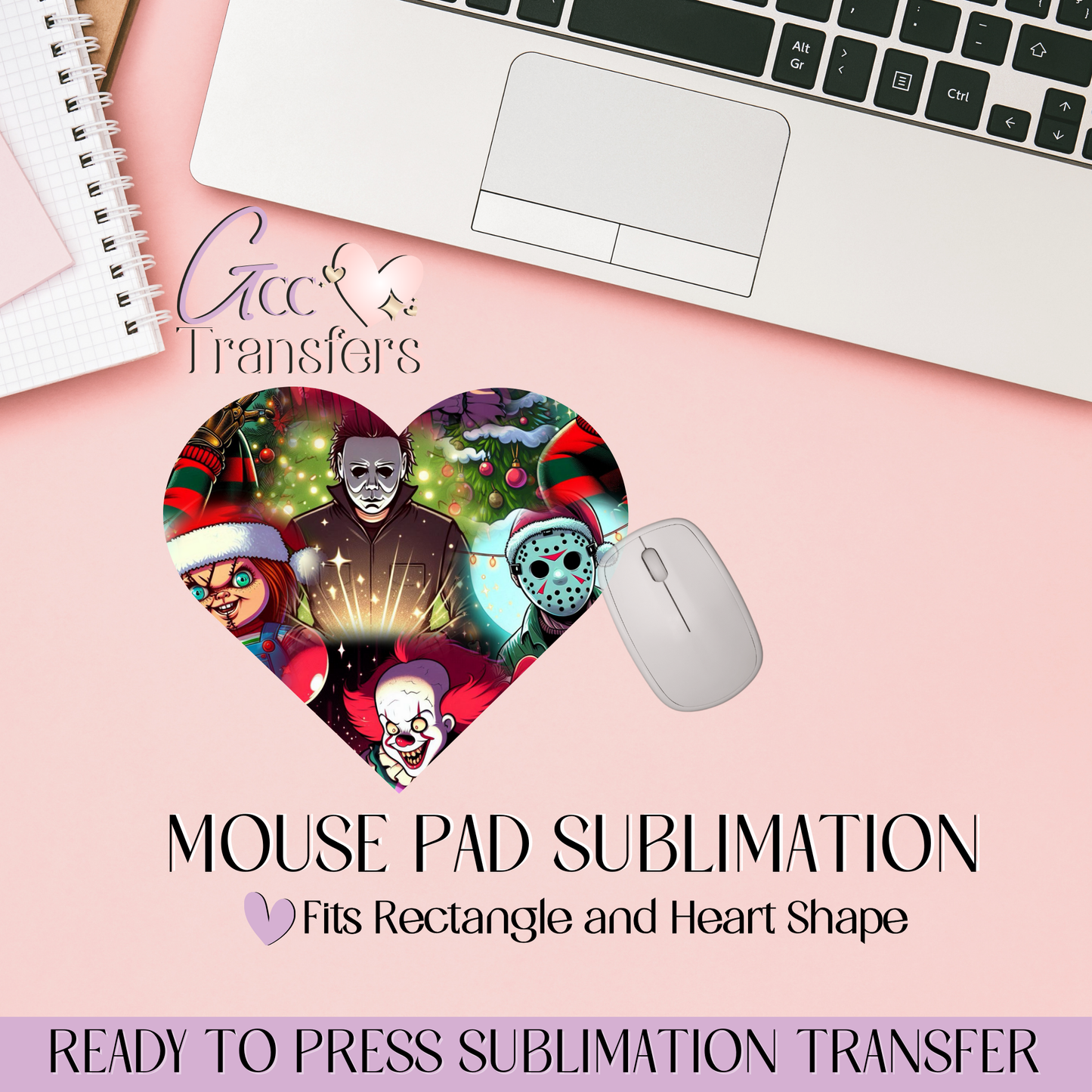 Christmas Horror Characters - Mouse Pad Sublimation Transfer