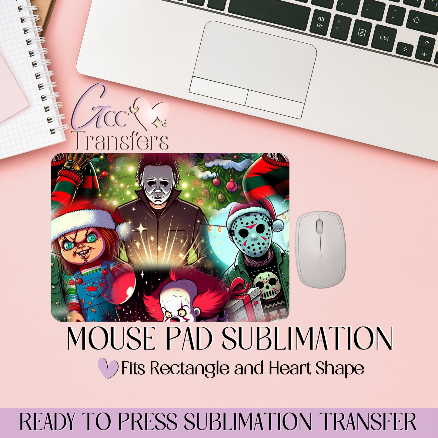 Christmas Horror Characters - Mouse Pad Sublimation Transfer