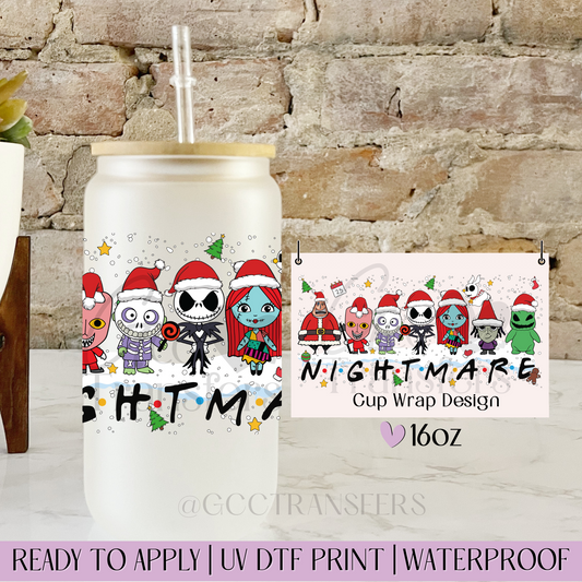 Christmas Horror Friends Nightmare - 16oz UV DTF WRAP