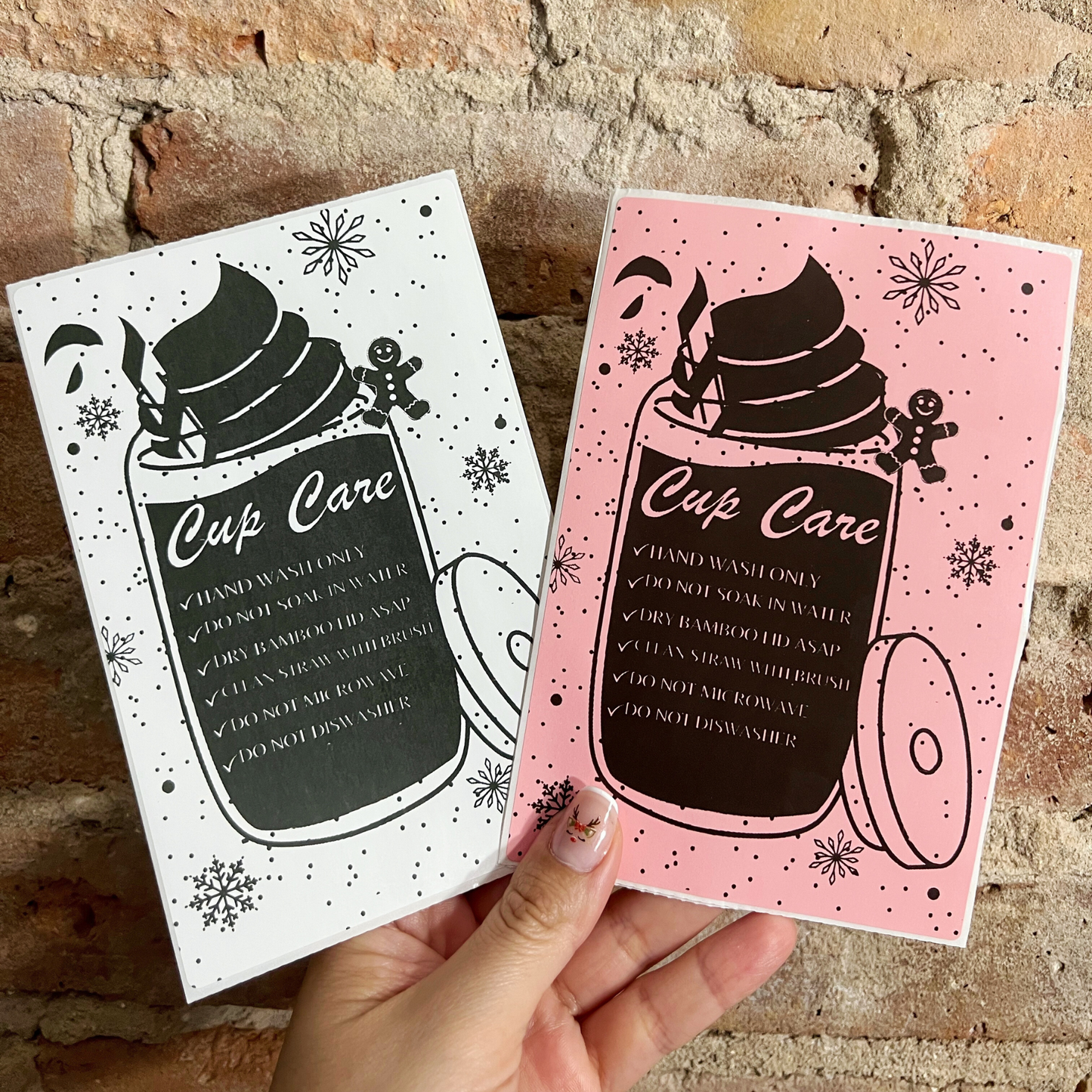 Christmas Cup Care Guide - 100 Thermal Labels Stickers