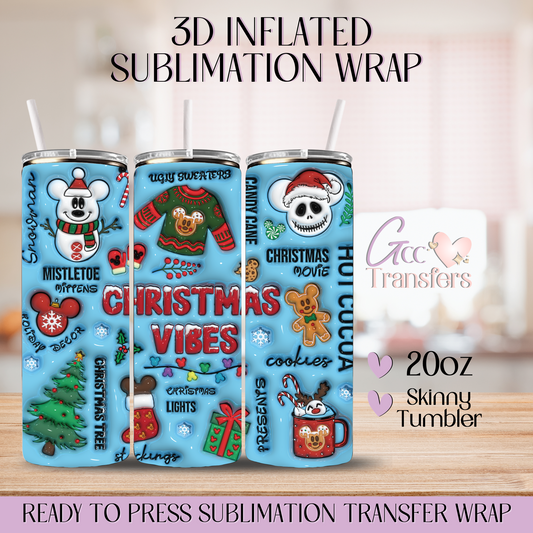 Christmas Vibes Cartoons - 20oz 3D Inflated Sublimation Wrap