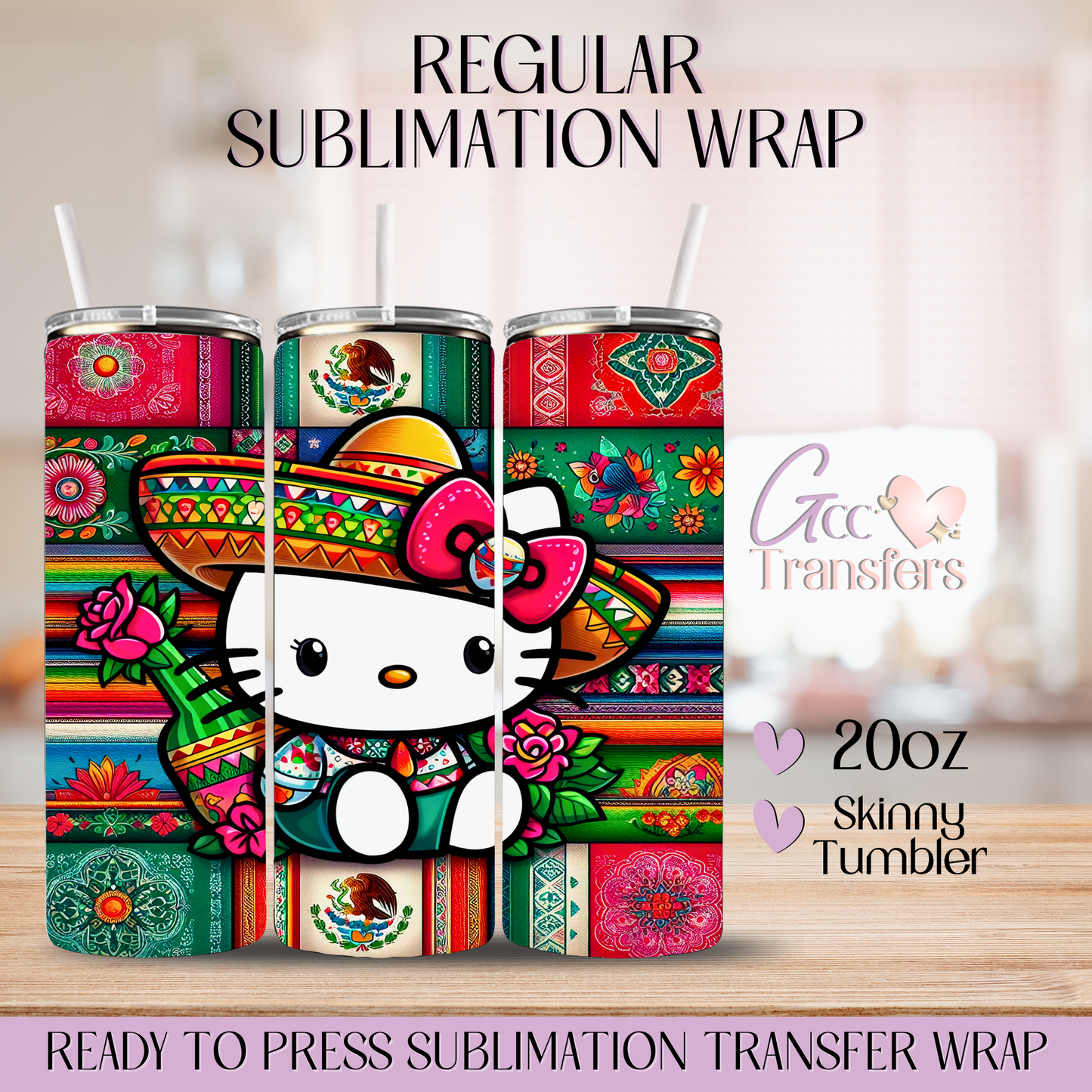 Cinco de Mayo Kitty - 20oz Regular Sublimation Wrap