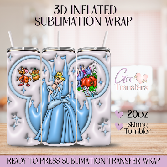 Princess Blue Castle - 20oz 3D Inflated Sublimation Wrap