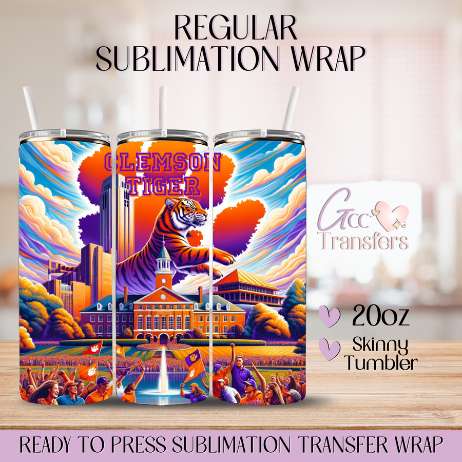 Clemson Tigers Football Team - 20oz Regular Sublimation Wrap