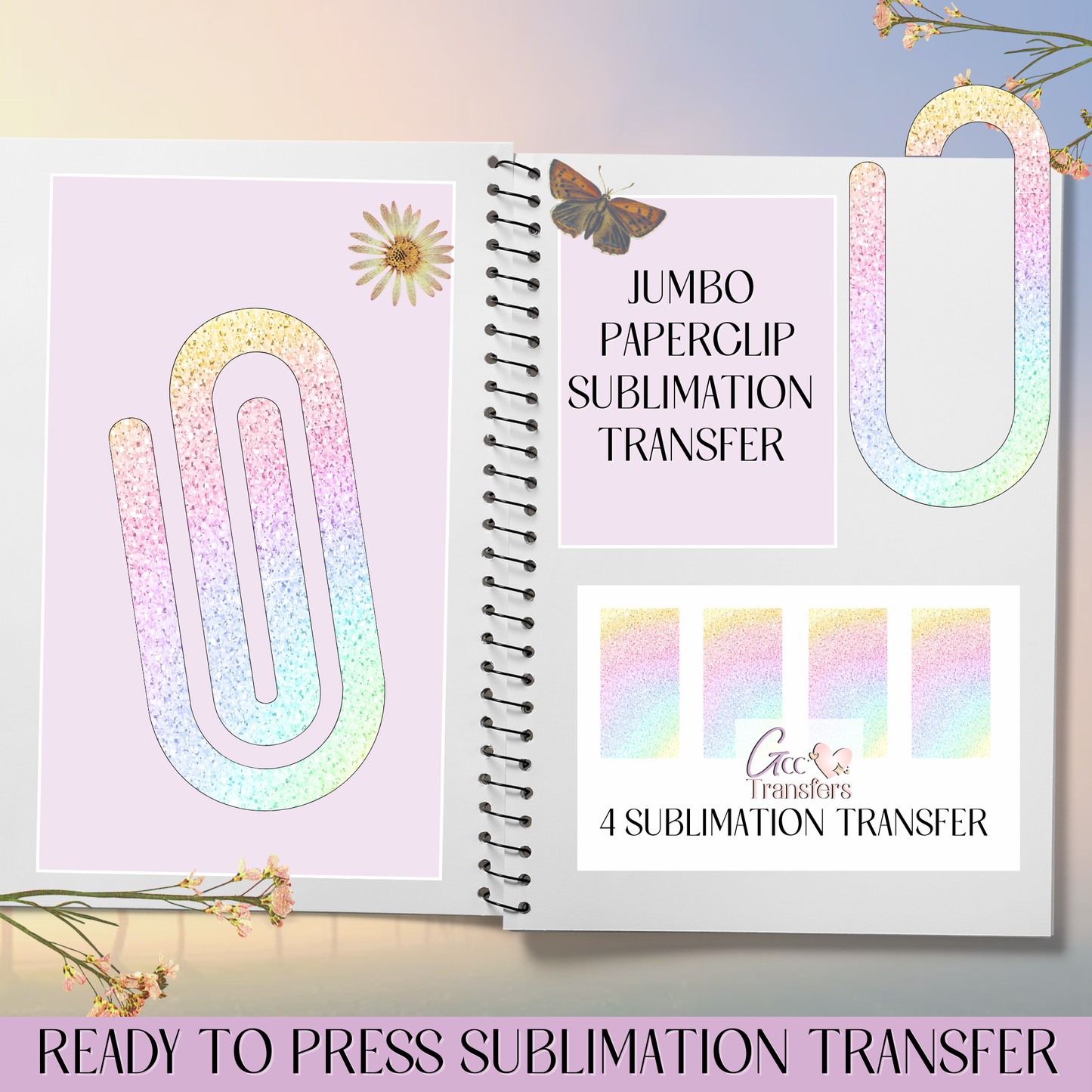 Colored Rainbow Glitter - Jumbo Paperclip Sublimation Transfer