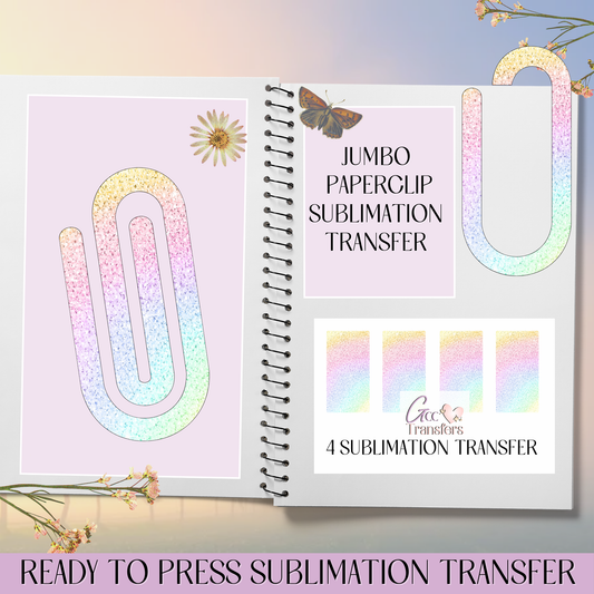 Colored Rainbow Glitter - Jumbo Paperclip Sublimation Transfer