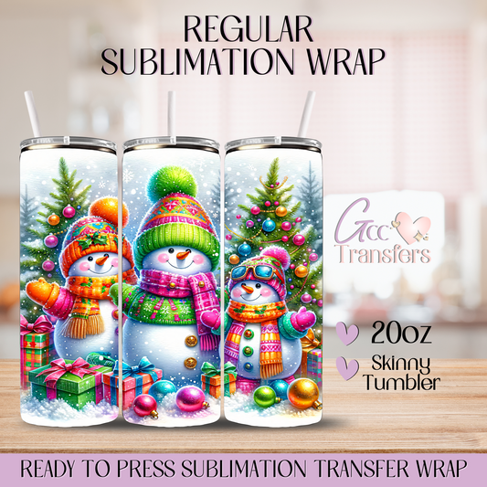 Colorful Cute Snowmans - 20oz Regular Sublimation Wrap