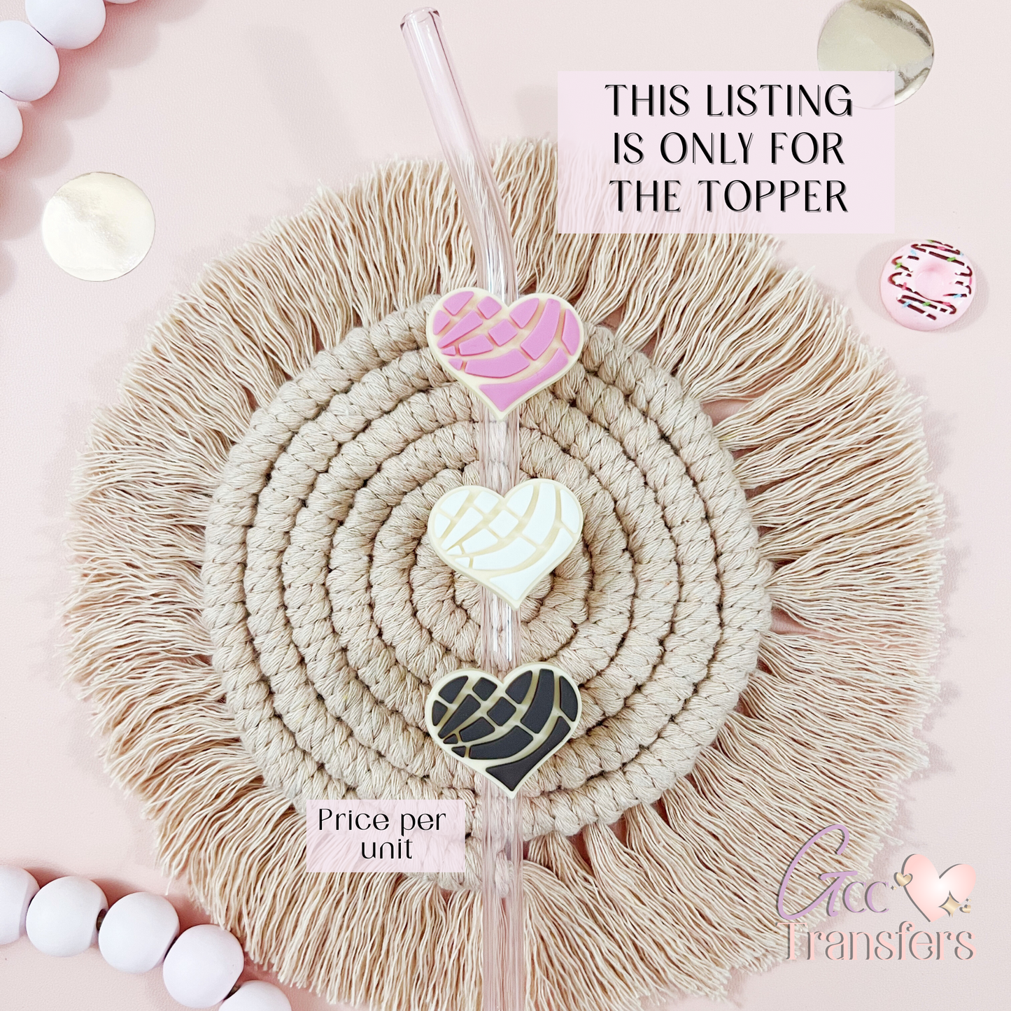 Heart Concha (RTS) Straw Topper