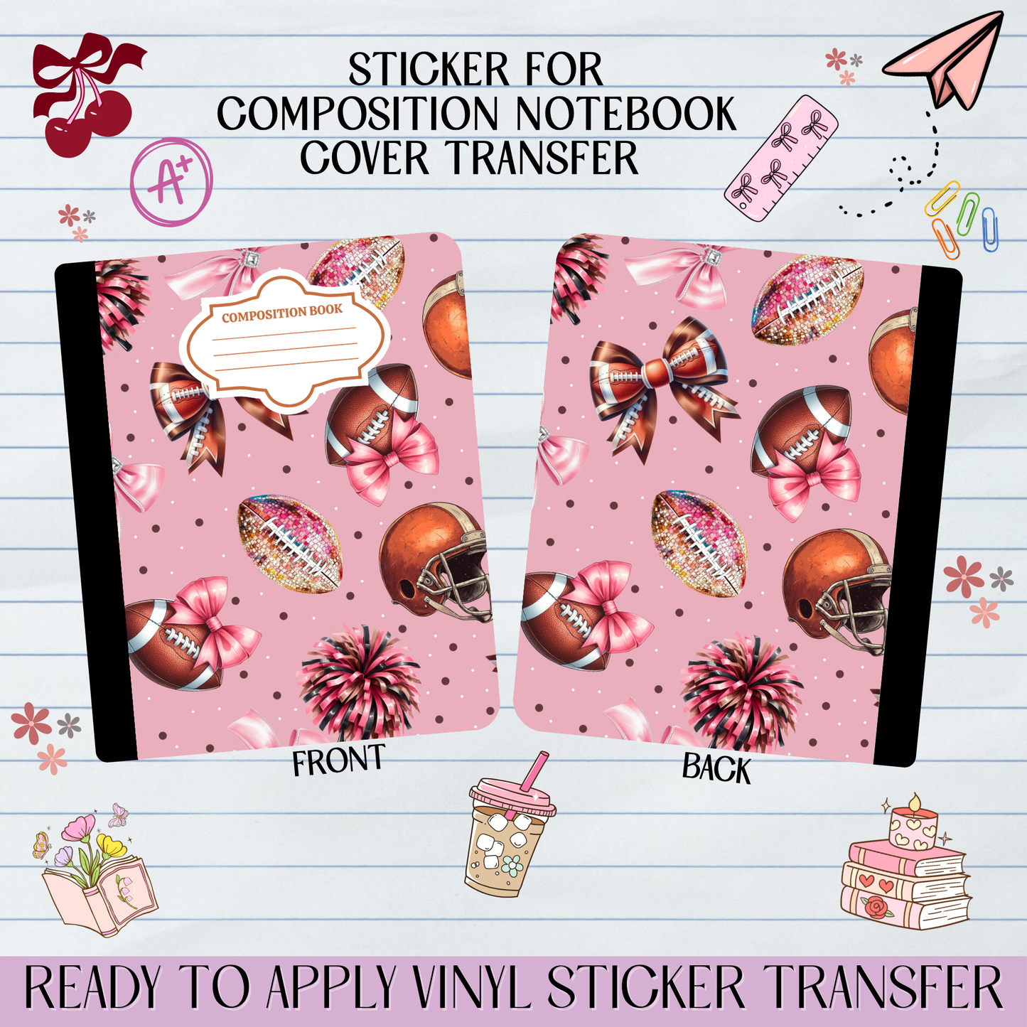 Football Ball Coquette Disco - Sticker for Notebook Cover