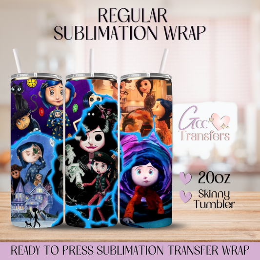 Fantasy Horror Blue Girl Character - 20oz Regular Sublimation Wrap