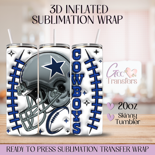 Cowboys Football - 20oz 3D Inflated Sublimation Wrap