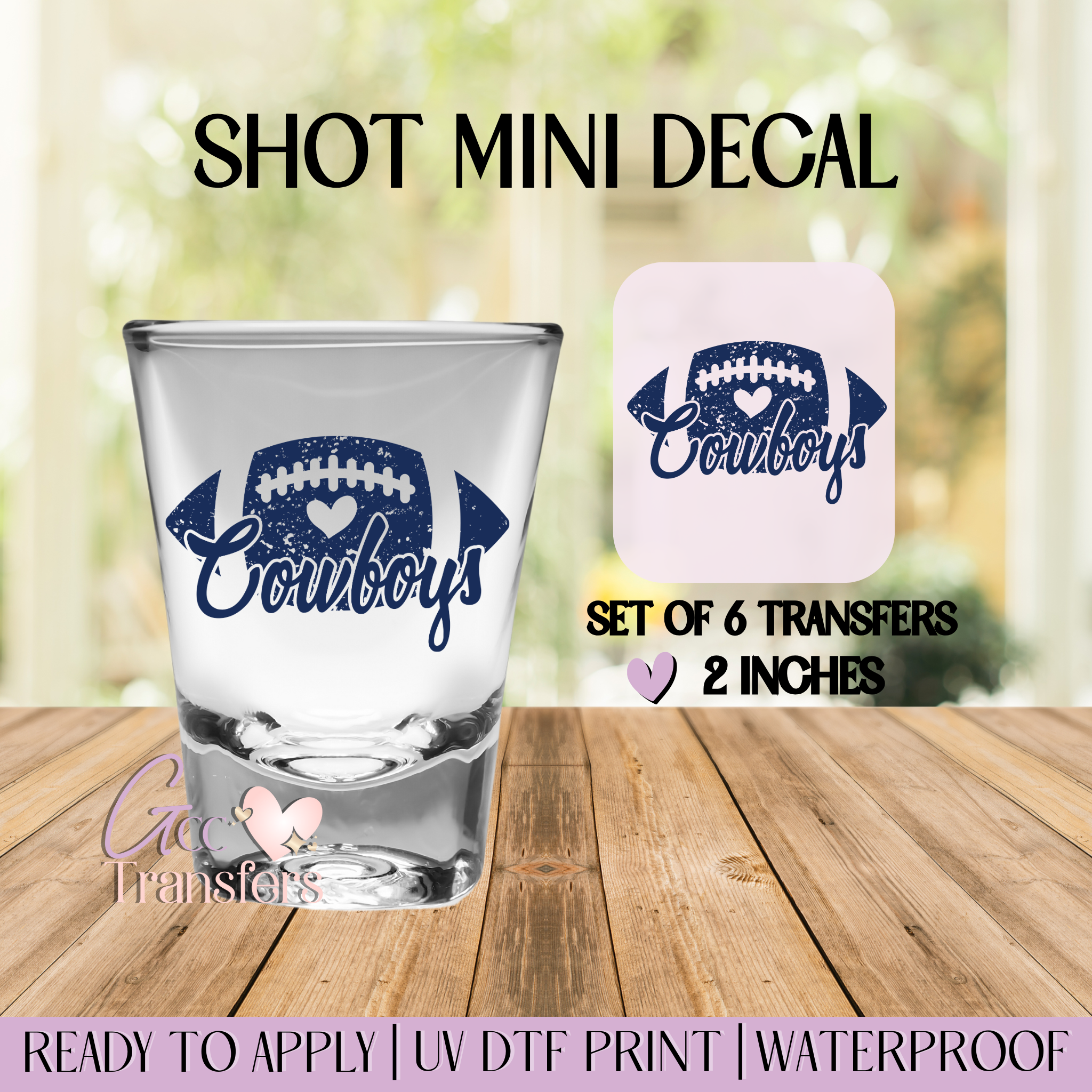 Cowboys Football Ball - Set of 6 (Shot UV Decals) – GCC Transfers