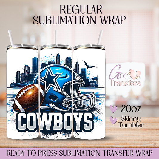 Cowboys Football City Behind - 20oz Regular Sublimation Wrap