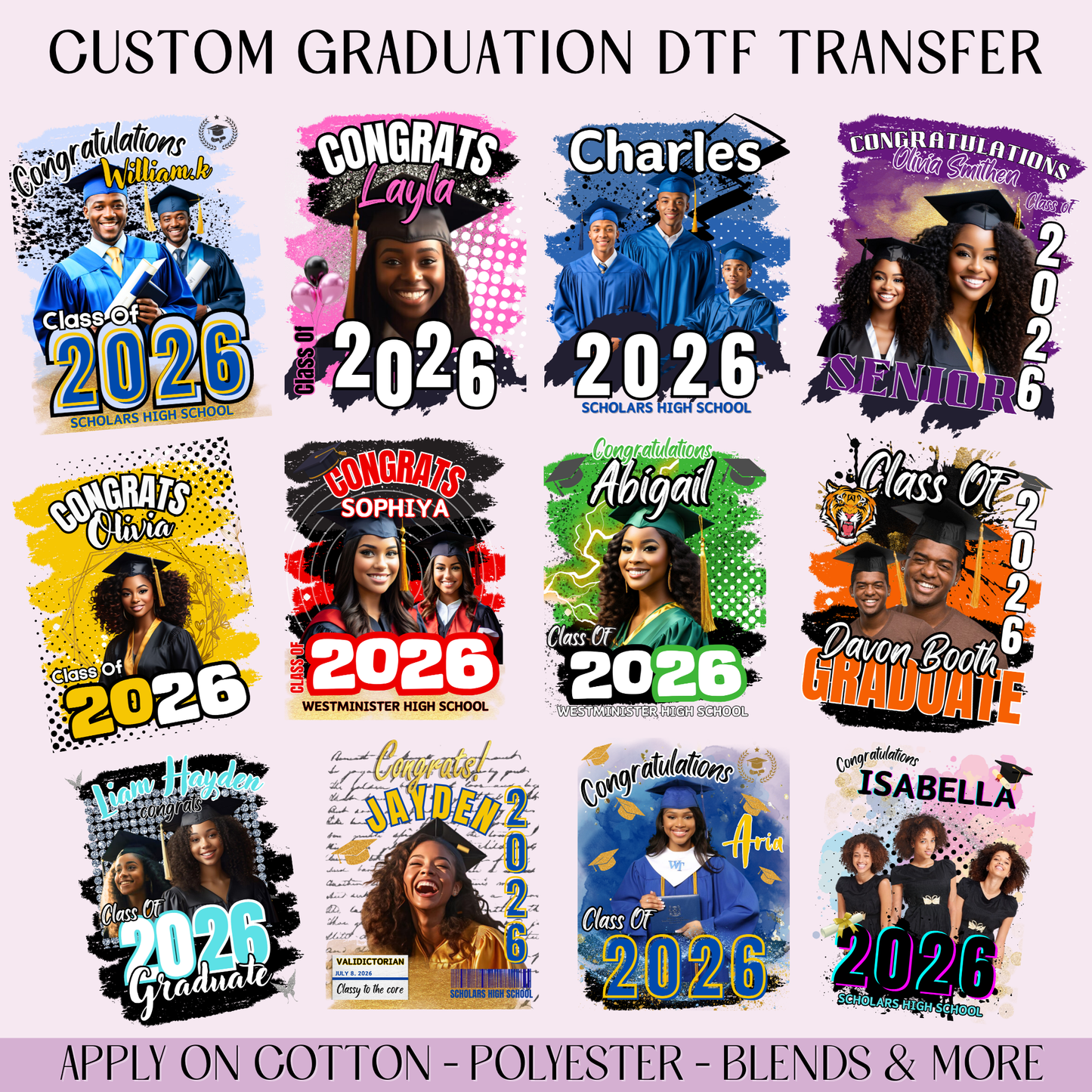 2026 Custom Graduation DTF Transfer