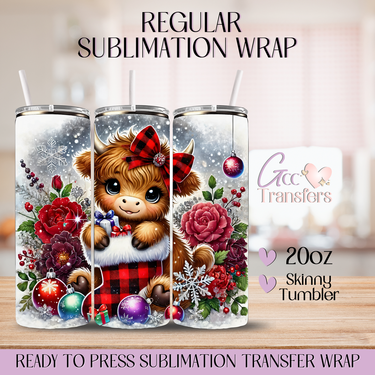 Baby Highland Cow Christmas Stocking - 20oz Regular Sublimation Wrap