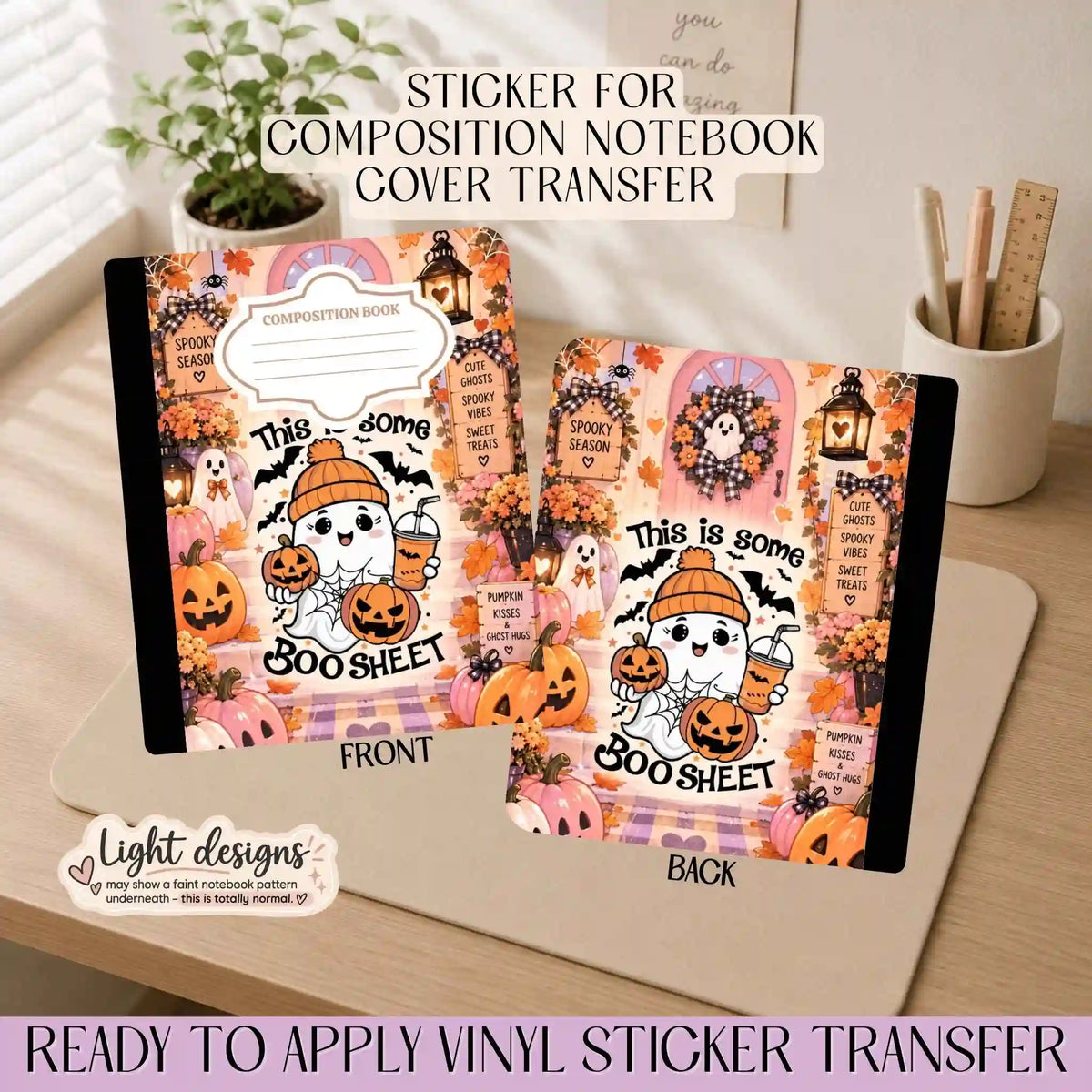 Cute Ghost Boo Sheet - Sticker for Notebook Cover