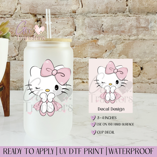 Cute Pink Kitty Ballerina - Decal UVDTF