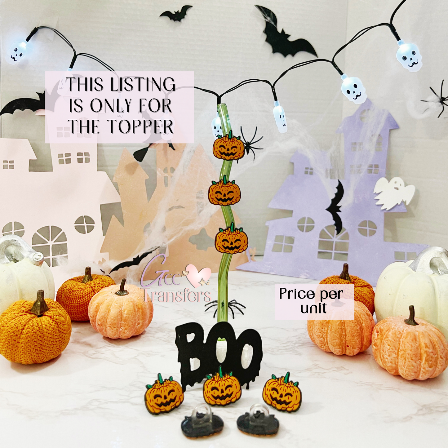 Cute Pumpkin Smilling (RTS) Straw Topper