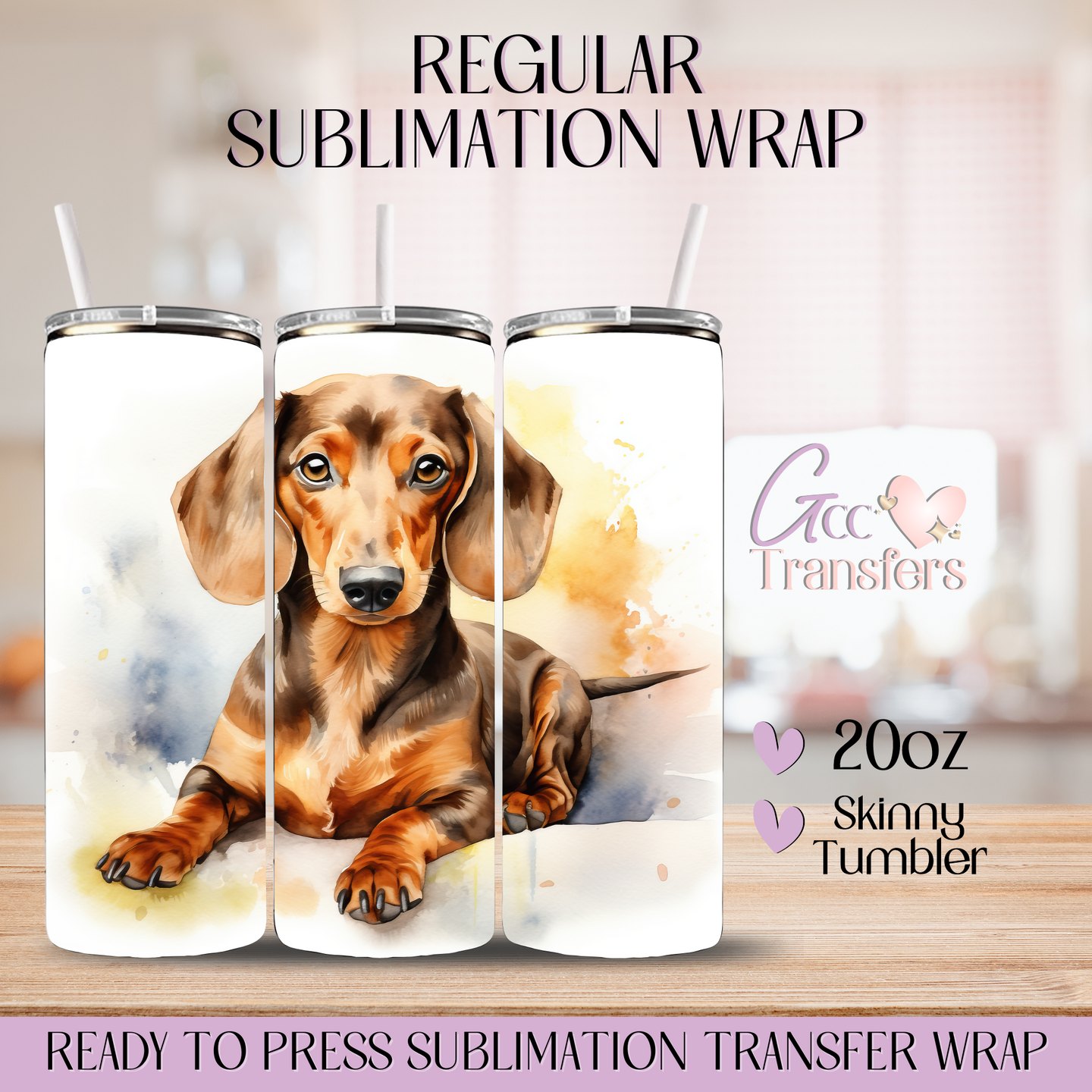 Dachshund Dog 20oz Regular Sublimation Wrap GCC Transfers