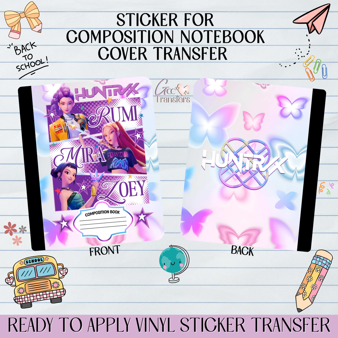 Hunter Group Pop Star Names - Sticker for Notebook Cover – GCC Transfers