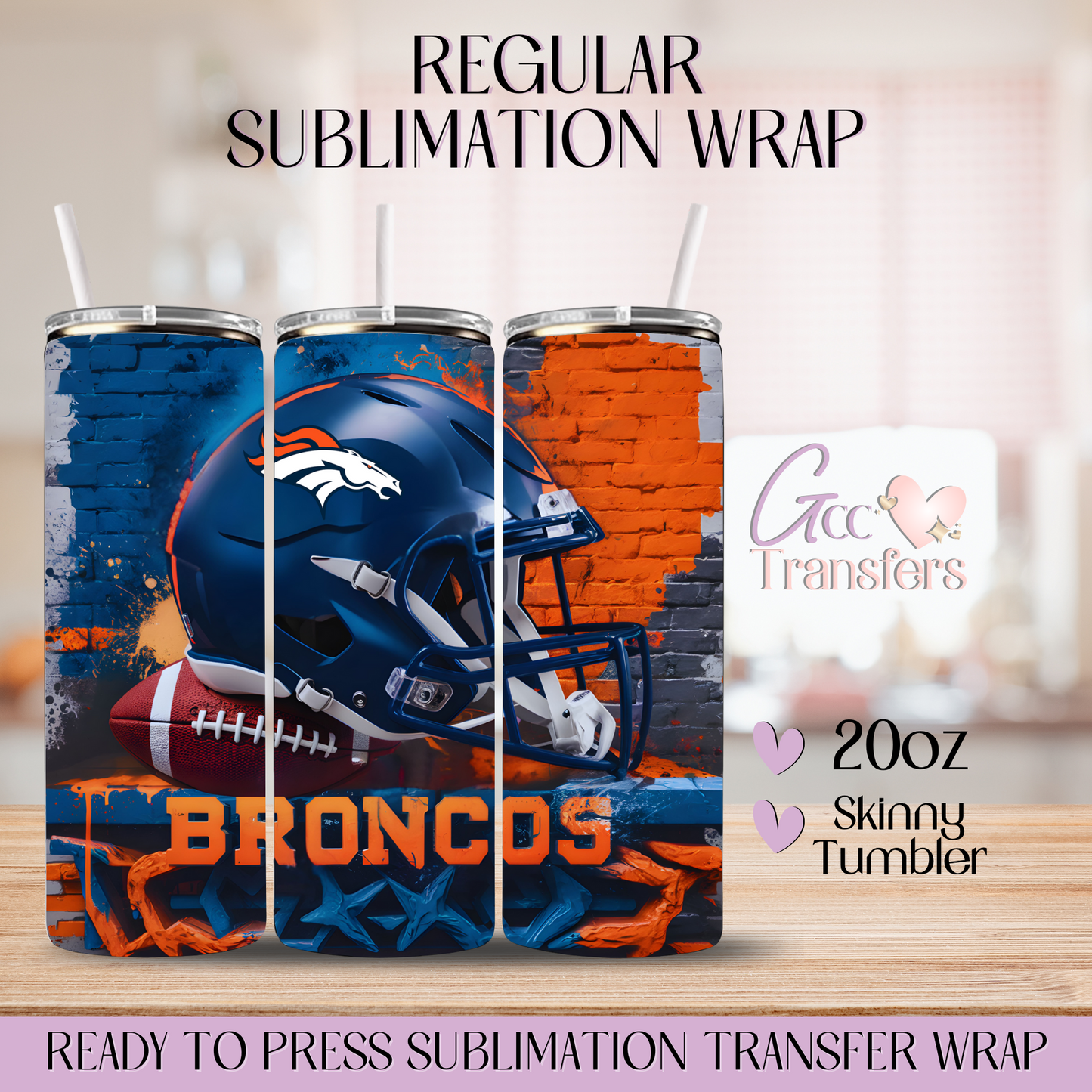 Broncos Football Team - 20oz Regular Sublimation Wrap