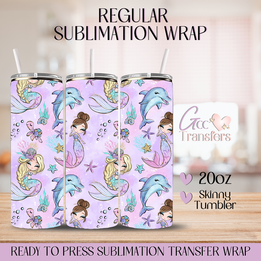 Dolphins and Cute Mermaids - 20oz Regular Sublimation Wrap
