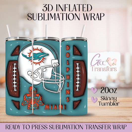 Dolphins Football - 20oz 3D Inflated Sublimation Wrap