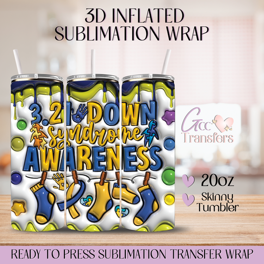 3.21 Down Syndrome Awareness - 20oz 3D Inflated Sublimation Wrap