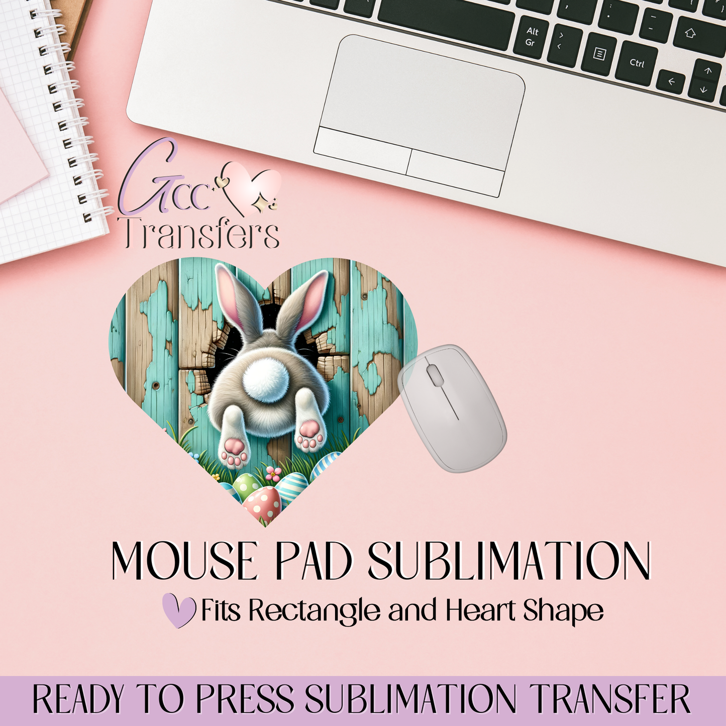 Easter Bunny Cracked Wall - Mouse Pad Sublimation Transfer