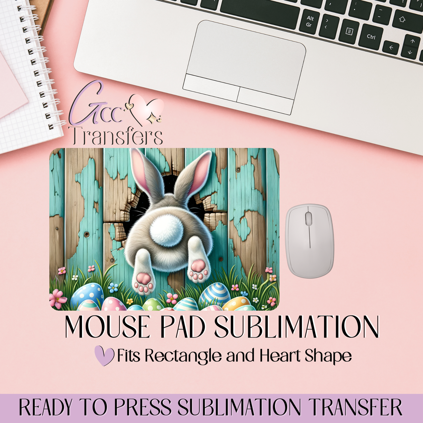 Easter Bunny Cracked Wall - Mouse Pad Sublimation Transfer