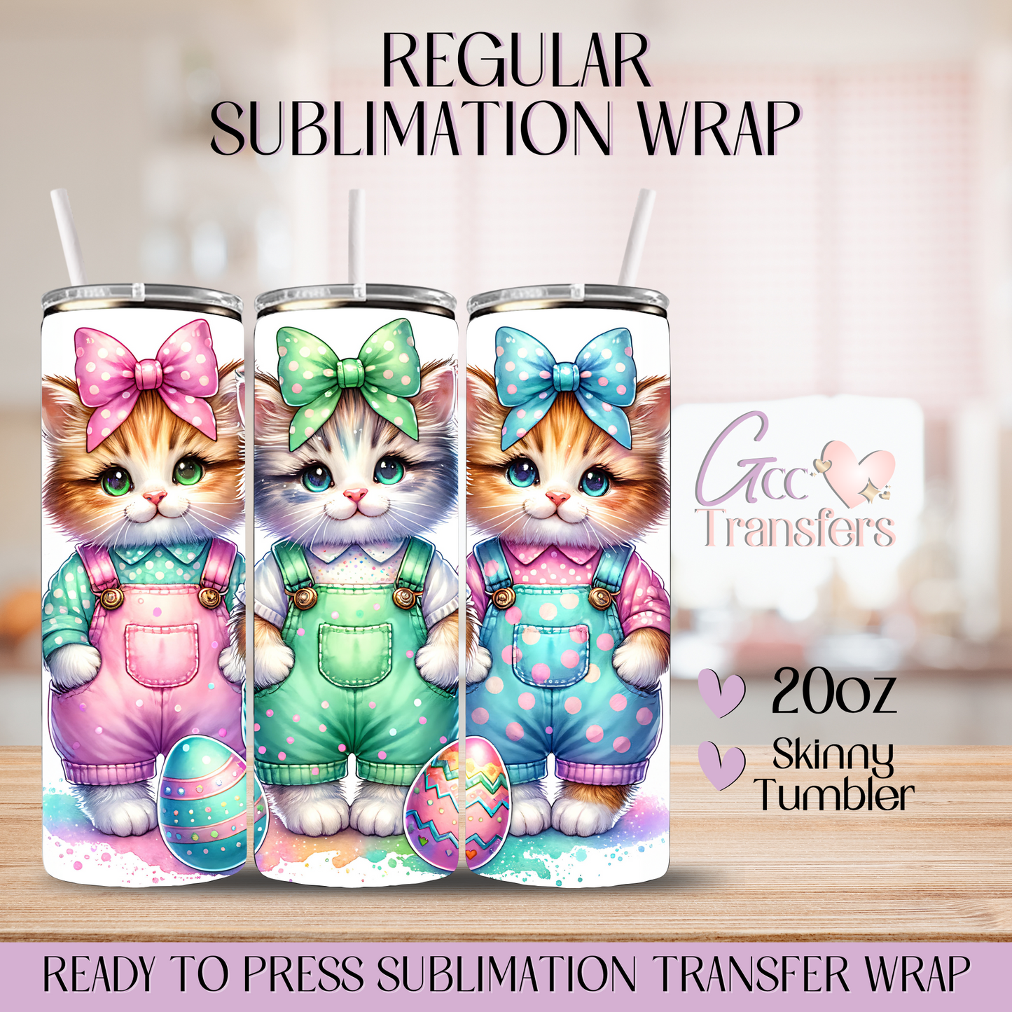 Easter Cute Kitties - 20oz Regular Sublimation Wrap